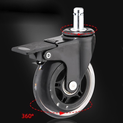 Office Chair Casters with Brake Heavy Duty 3" Universal Fit Locking Casters (Item #24C075SB)