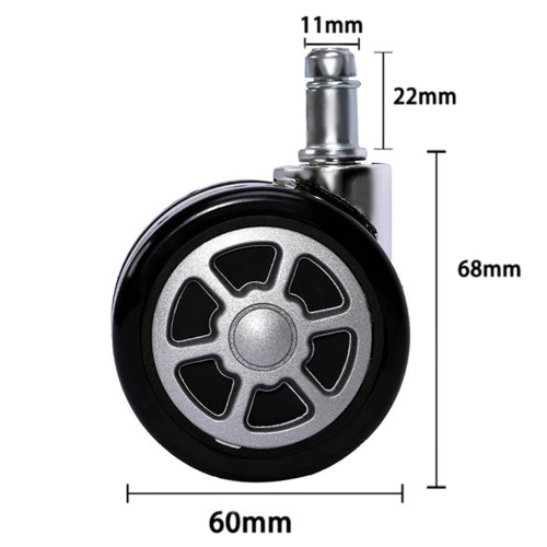 2.5 inch 60mm Office Chair Wheels Replacement Rollerblade Wheels, Heavy Duty office chair casters wheels set of 5, Smooth Gliding casters for hardwood floors and carpet (Item # 59060HS)