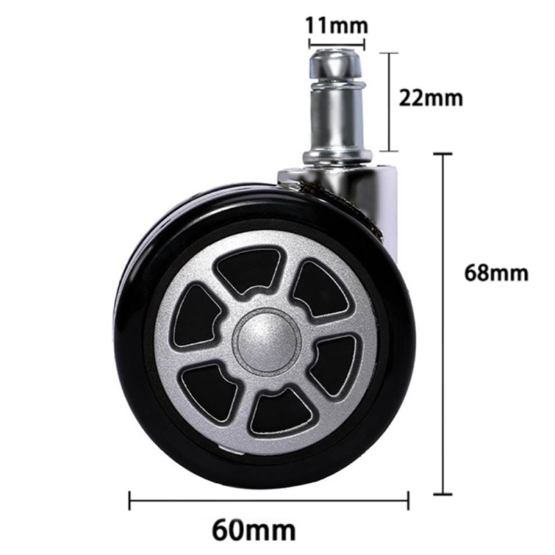 2.5 inch 60mm Office Chair Wheels Replacement Rollerblade Wheels, Heavy Duty office chair casters wheels set of 5, Smooth Gliding casters for hardwood floors and carpet (Item # 59060HS) 