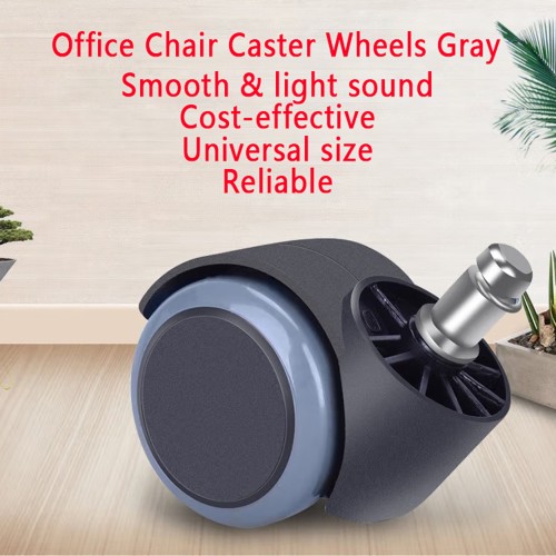 Office Chair Replacement Wheels Set of 5 - Dual 2 Inch Soft Chair Casters Black grey color (Item #59050APUS)