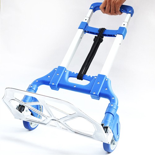 Aluminum Folding Hand Truck 154 Lbs. Capacity Adjustable Length Push Trolley (Item # 2WL-AL70) 