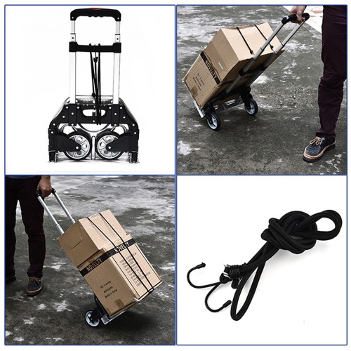 Aluminum Folding Hand Truck 154 Lbs. Capacity Adjustable Length Push Trolley (Item # 2WL-AL60)